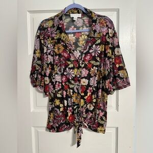 SO IT IS Floral Mesh Top - NWOT - Size 3X